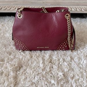 Michael Kors Leather Chain Shoulder Bag cranberry / burgundy color